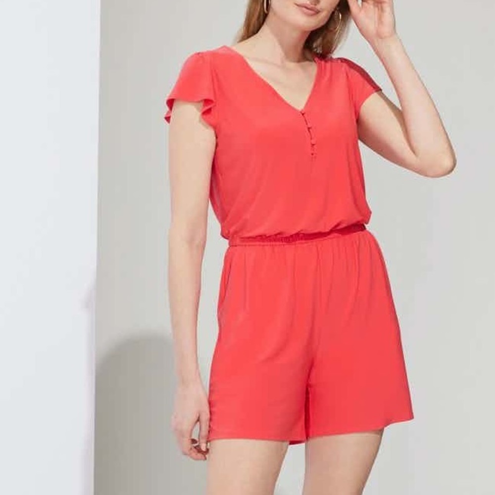WHBM HENLEY FLUTTER SLEEVE ROMPER